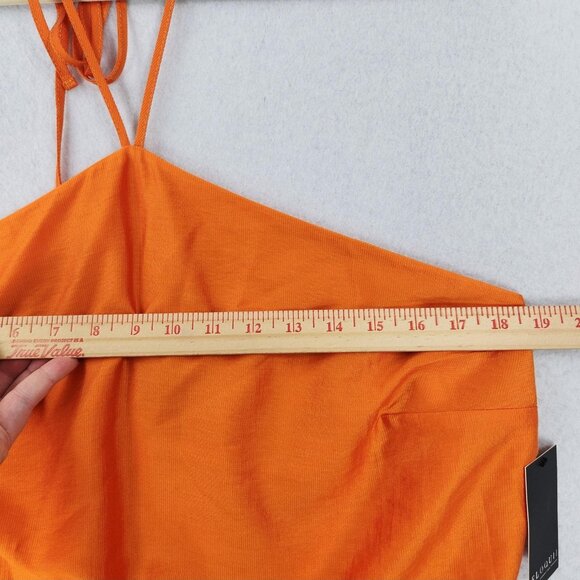 Eloquii Dress Womens 16 Orange Halter Mini Lined Tencel Blend Summer Party NEW - Picture 3 of 11